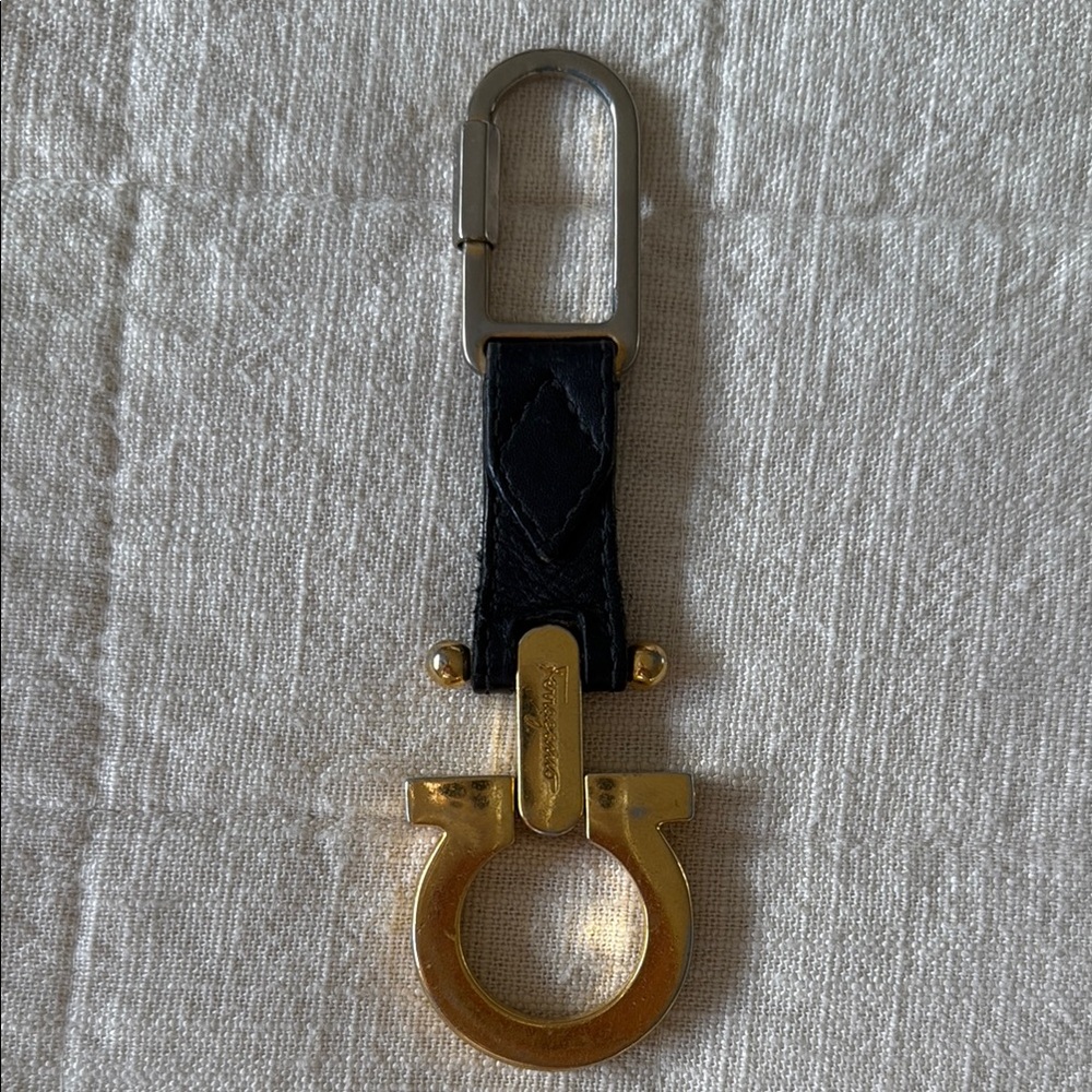Salvatore Ferragamo Gold and Black Key chain